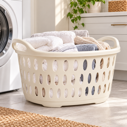 Ventilated Plastic Laundry Hamper with Carry Handles